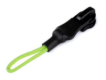 Zipper für Reißverschluß 5mm Schwarz/Gelbgrün